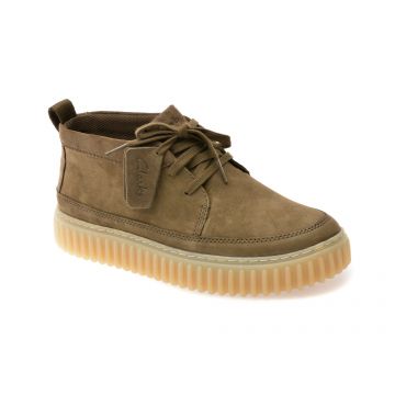Ghete CLARKS kaki, TORHILL LACE HI, din nabuc