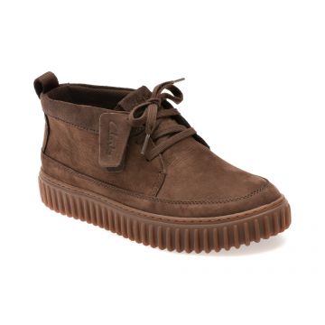 Ghete CLARKS maro, TORHILL LACE HI, din nabuc