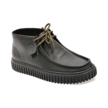 Ghete CLARKS negre, TORHILL HI, din piele naturala