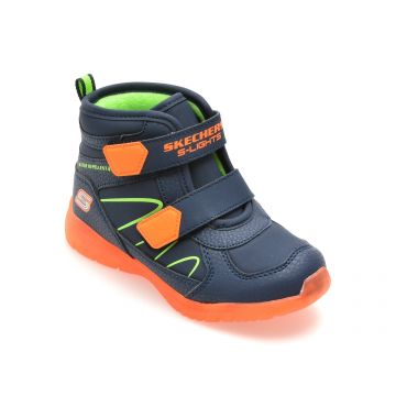 Ghete SKECHERS bleumarin, ILLUMI-BRIGHTS, din piele ecologica