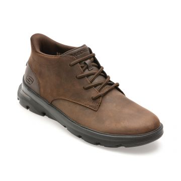 Ghete SKECHERS maro, ARCH FIT GARZA, din piele naturala