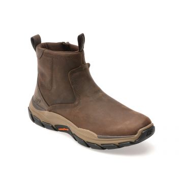 Ghete SKECHERS maro, RESPECTED, din piele naturala