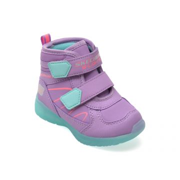 Ghete SKECHERS mov, ILLUMI-BRIGHTS, din piele ecologica