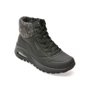 Ghete SKECHERS negre, UNO RUGGED, din piele ecologica