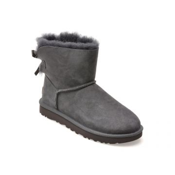 Ghete UGG gri, MINI BAILEY BOW II, din piele intoarsa Ghete UGG gri, MINI BAILEY BOW II, din piele intoarsa