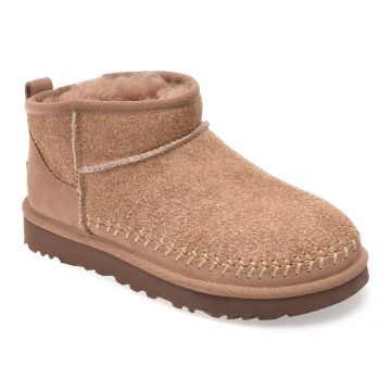 Ghete UGG maro, CLASSIC ULTRA MINI BIARRITZ, din piele intoarsa Ghete UGG maro, CLASSIC ULTRA MINI BIARRITZ, din piele intoarsa