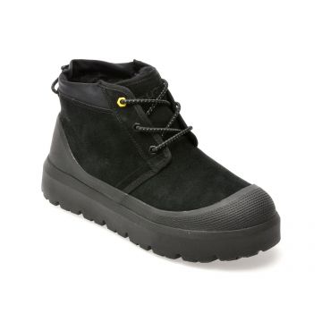 Ghete UGG negre, NEUMEL WEATHER HYBRID, din piele intoarsa