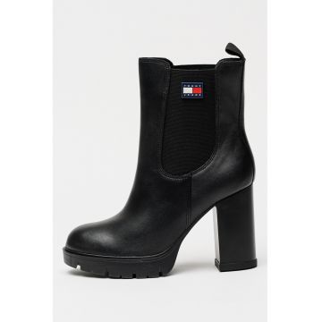 Botine Chelasea de piele napa cu toc inalt