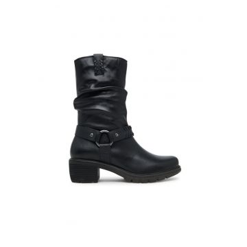 Botine dama -  piele naturala - negru - set ghetute