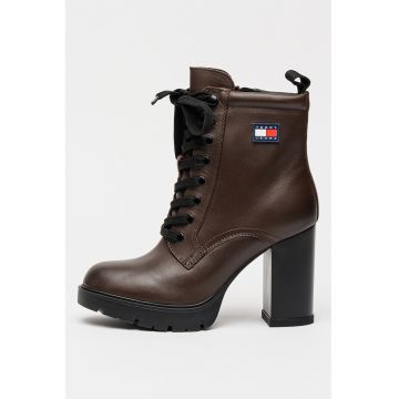 Botine de piele napa cu toc inalt