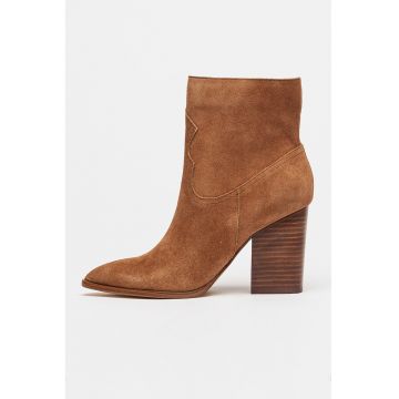 Botine din piele intoarsa cu fermoar