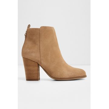 Cizme din piele cu toc si aspect texturat Noemia