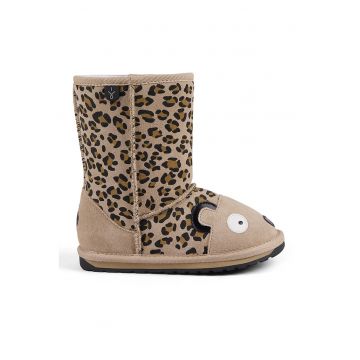 Cizme medii de piele intoarsa cu design ghepard