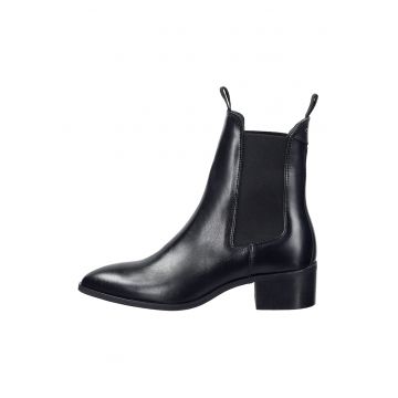 Ghete Chelsea din piele cu toc masiv