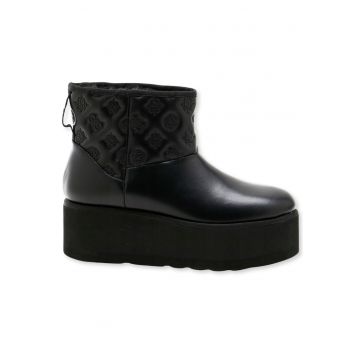 Ghete cu talpa wedge din piele ecologica -