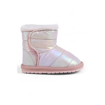 Ghete cu velcro - aspect metalic si captuseala de lana Ghete cu velcro - aspect metalic si captuseala de lana