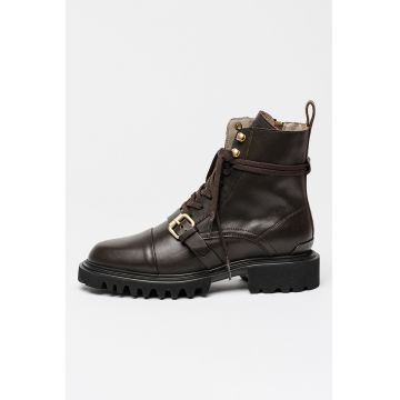 Ghete de piele cu toc masiv