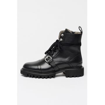 Ghete de piele cu toc masiv