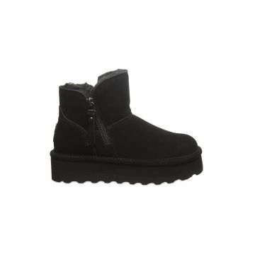 Ghete flatform de piele intoarsa cu fermoar Ghete flatform de piele intoarsa cu fermoar