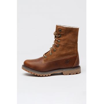 Bocanci impermeabili de piele cu captuseala teddy