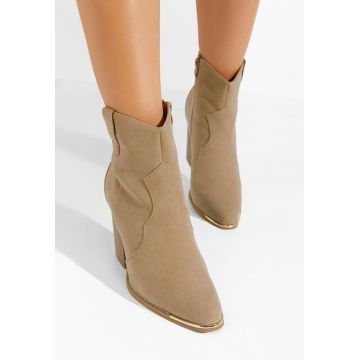 Botine cu toc gros Fresca bej