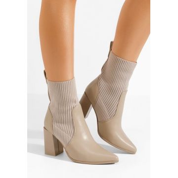Botine cu toc gros Vinuele kaki