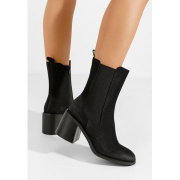 Botine cu toc gros Volga negre Botine cu toc gros Volga negre