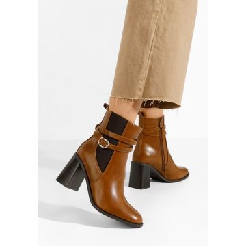 Botine cu toc gros Yvresse camel