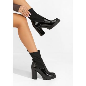 Botine cu toc Lorianna negre