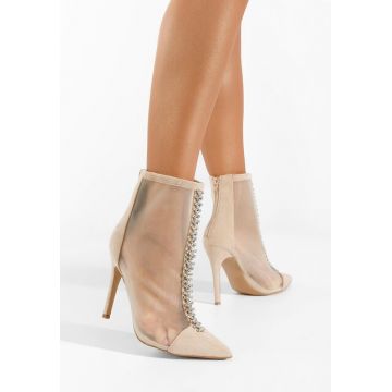 Botine cu toc subtire Cenza bej