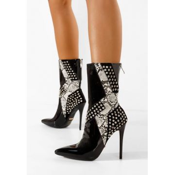 Botine cu toc subtire Indeana negre