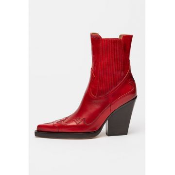 Botine de piele cu aspect brodat Dallas