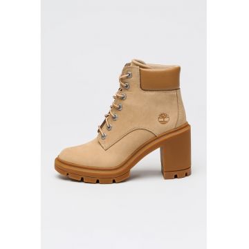 Botine de piele cu sireturi si toc masiv Allington