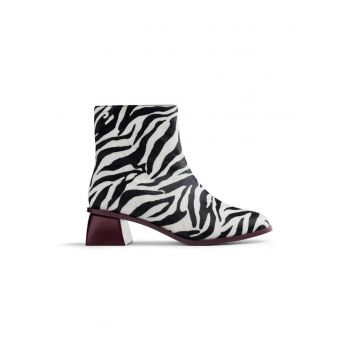 Botine de piele cu toc masiv