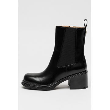 Botine de piele ecologica lacuita cu fermoar