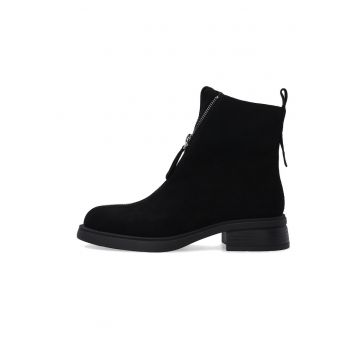 Botine de piele intoarsa cu fermoar decorativ