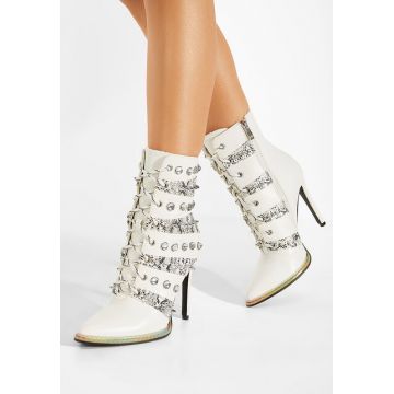 Botine elegante albe Juneila