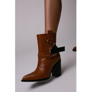 Ciocate Elektra cu toc inalt - piele naturala maro