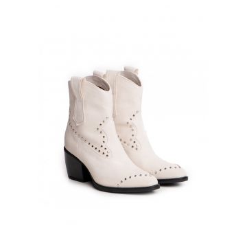 Ciocate Lillian bumbi mici argintii - piele intoarsa offwhite