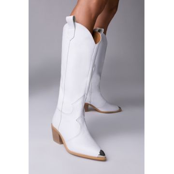 Ciocate Raven din piele alba bizonata si accesorii argintii