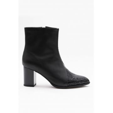 Cizme din piele cu detaliu de piele de sarpe