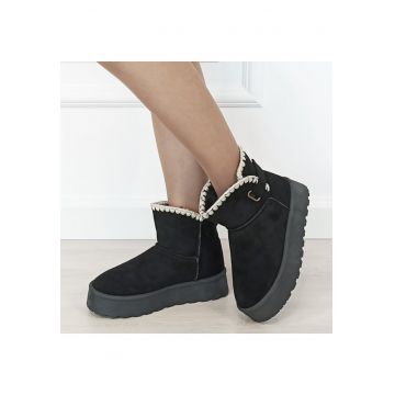 Cizme scurte negre imblanite DAY9058 116 18461