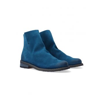 Ghete de dama albastre - din piele intoarsa moale