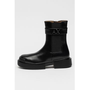 Ghete de piele ecologica cu bareta decorativa