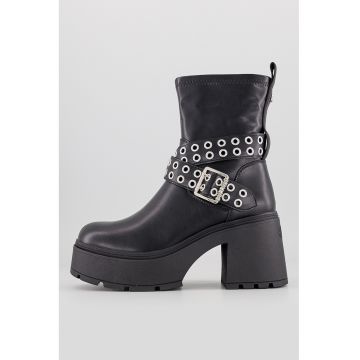 Ghete de piele ecologica cu toc masiv Mila