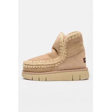 Ghete flatform de piele intoarsa Eskimo