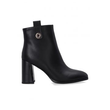 Ghete negre din piele cu toc bloc