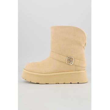 Ghete slip-on de piele intoarsa ecologica cu captuseala de blana sintetica