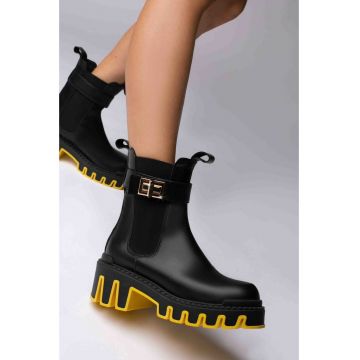 Ghete tip bocanc Alessia piele naturala neagra