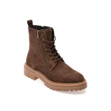 Bocanci GEOX maro, D16HRF, din piele intoarsa